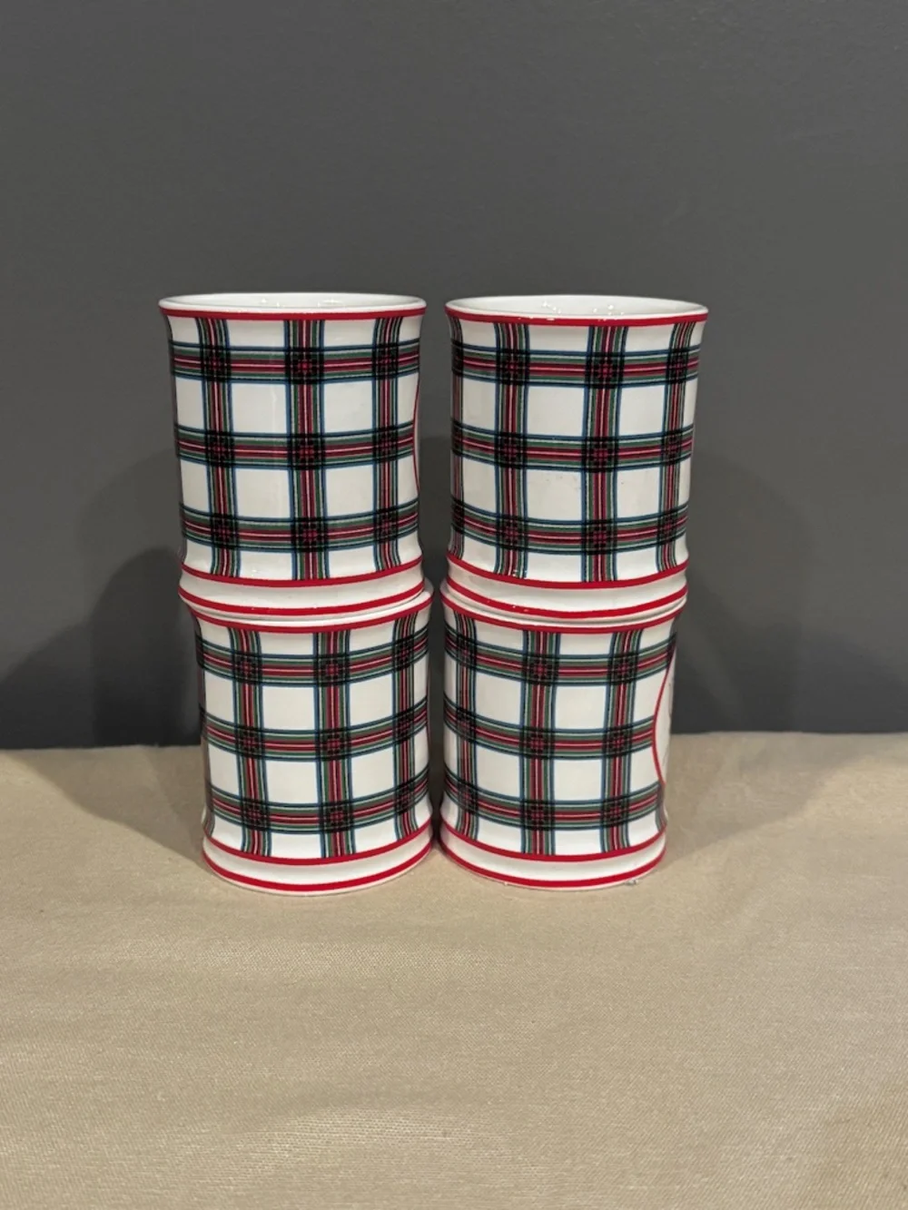 Sur La Table Plaid Mouse Mug Set of 4 Mugs New